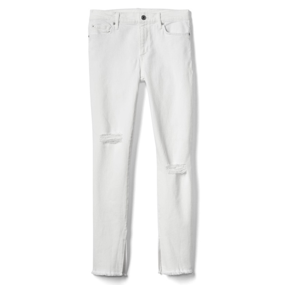 GAP Denim - GAP 🆕 White Mid Rise Destructed True Skinny Ankle